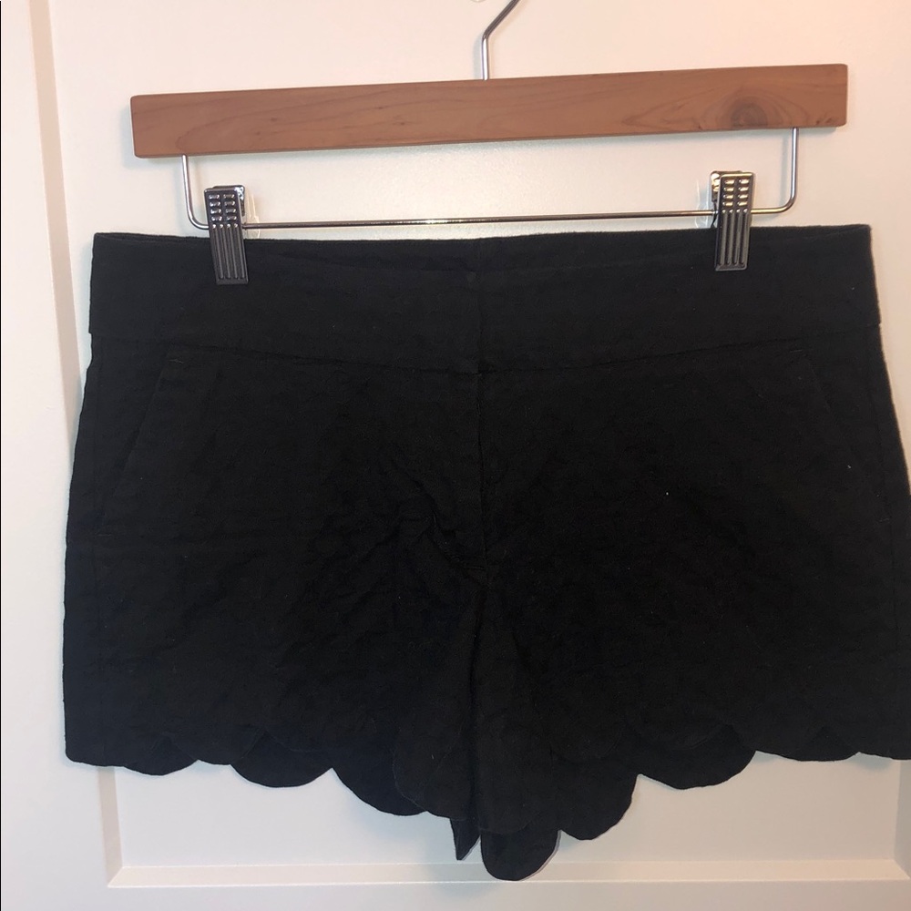 Black Scalloped Shorts